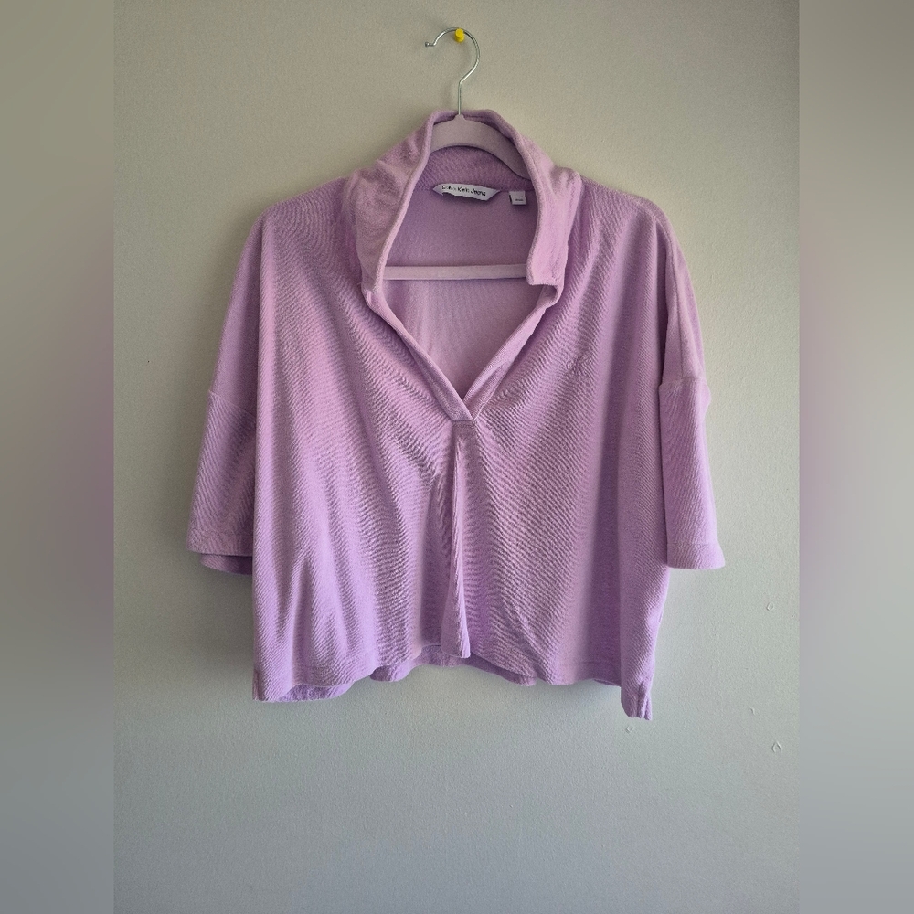 Women's Purple Calvin Klein Terry Cloth Crop Top